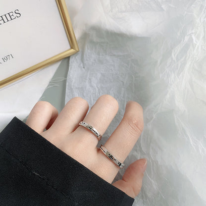 Couple Matching Morse Code Sterling Silver Ring Set