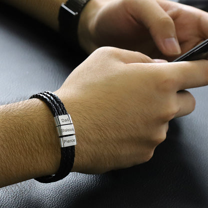 Men Leather Bracelet With Names