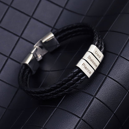 Men Leather Bracelet With Names