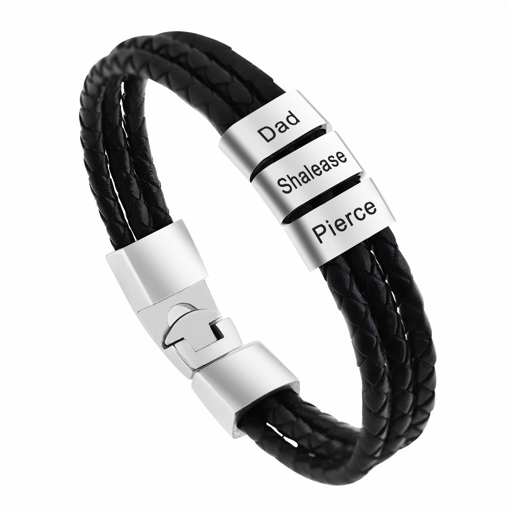 Men Leather Bracelet With Names