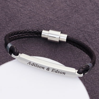 Custom Name Bracelets For Guys Mens Braided Leather Bracelet