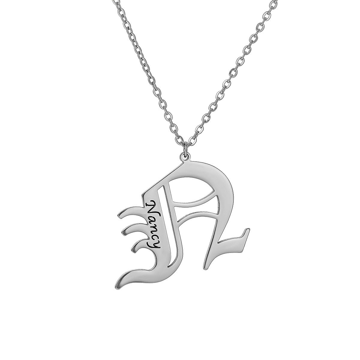 Old English Mens Initial Necklace Pendants With Name