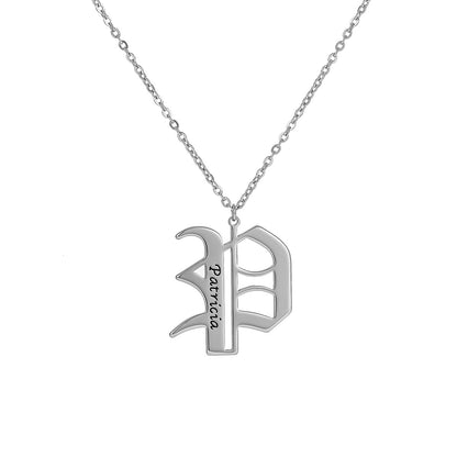 Old English Mens Initial Necklace Pendants With Name