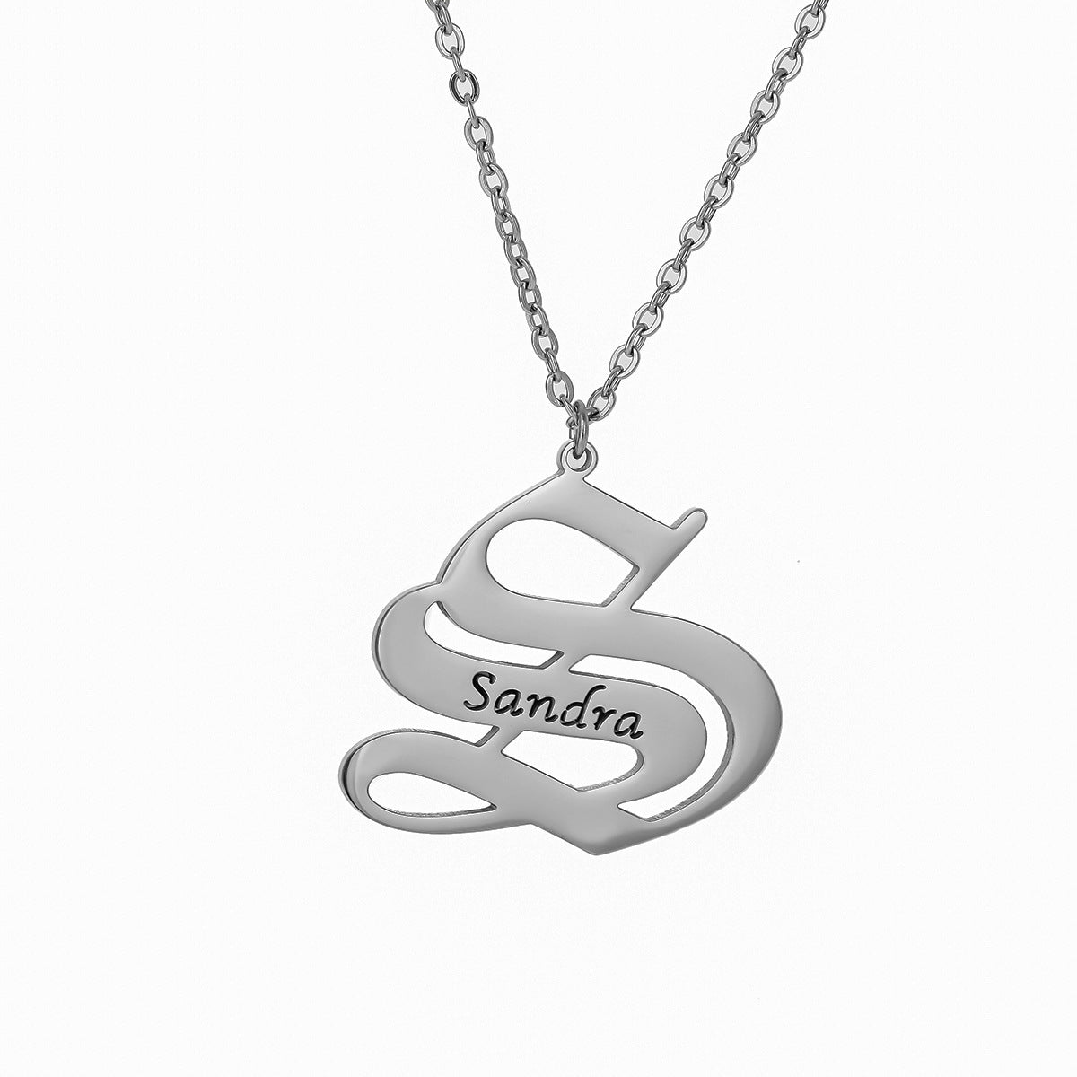 Old English Mens Initial Necklace Pendants With Name