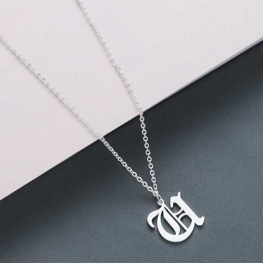 Old English Mens Initial Necklace Pendants With Name