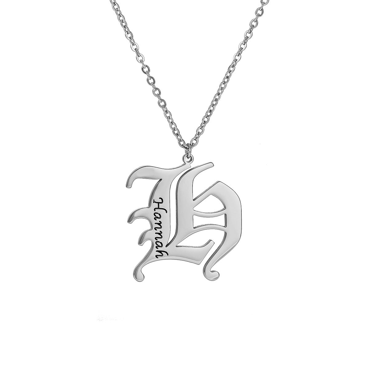 Old English Mens Initial Necklace Pendants With Name