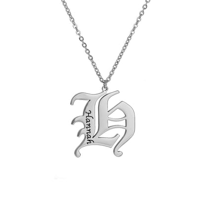 Old English Mens Initial Necklace Pendants With Name