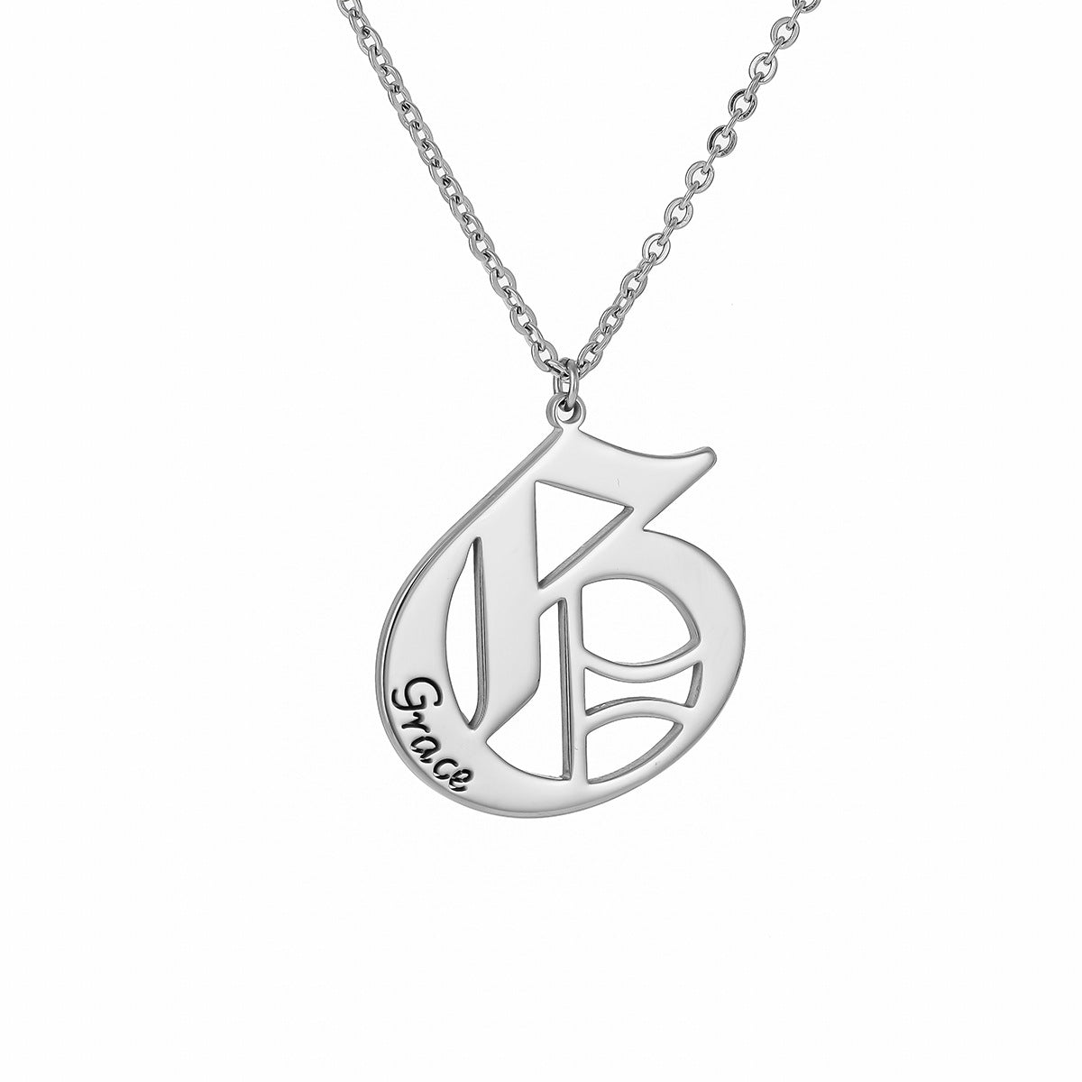 Old English Mens Initial Necklace Pendants With Name