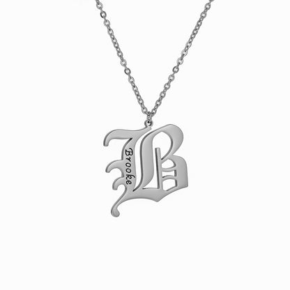 Old English Mens Initial Necklace Pendants With Name