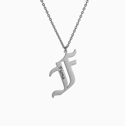 Old English Mens Initial Necklace Pendants With Name