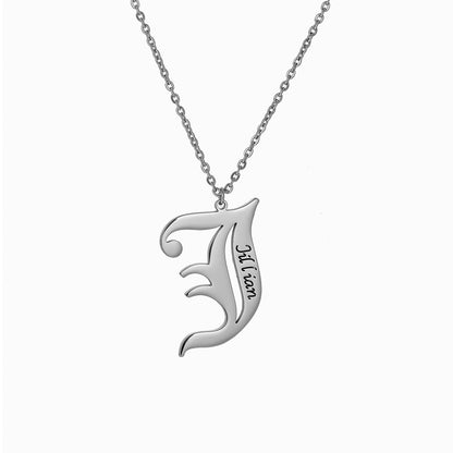 Old English Mens Initial Necklace Pendants With Name