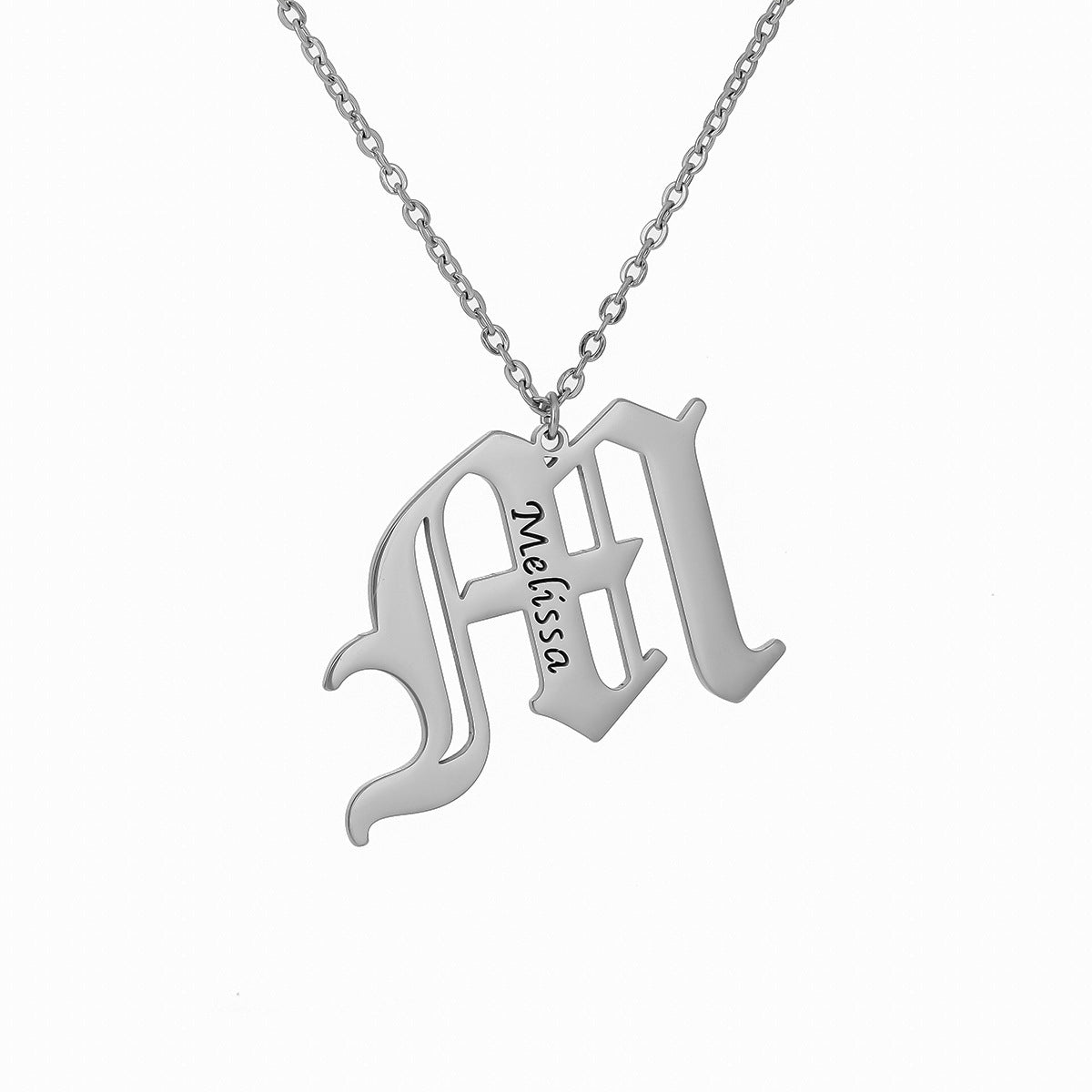 Old English Mens Initial Necklace Pendants With Name