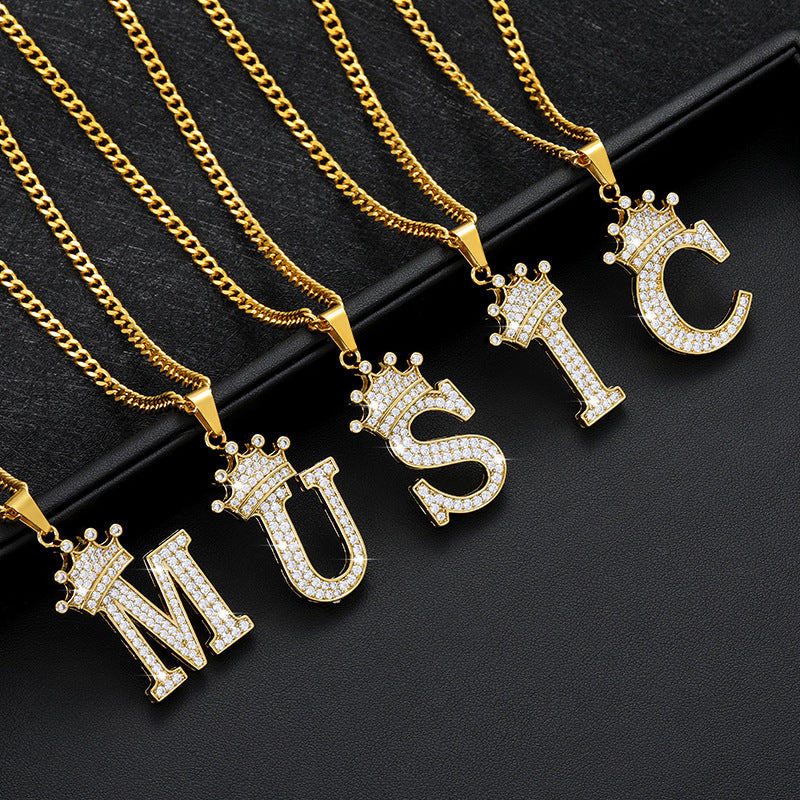 Mens Initial Pendant Gold Chain With Initial For Guys