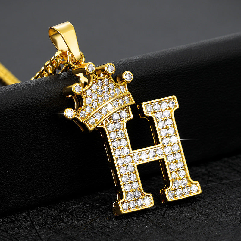 Mens Initial Pendant Gold Chain With Initial For Guys