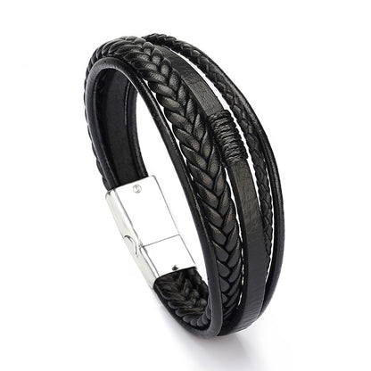 Mens Strand Braided Leather Bracelet