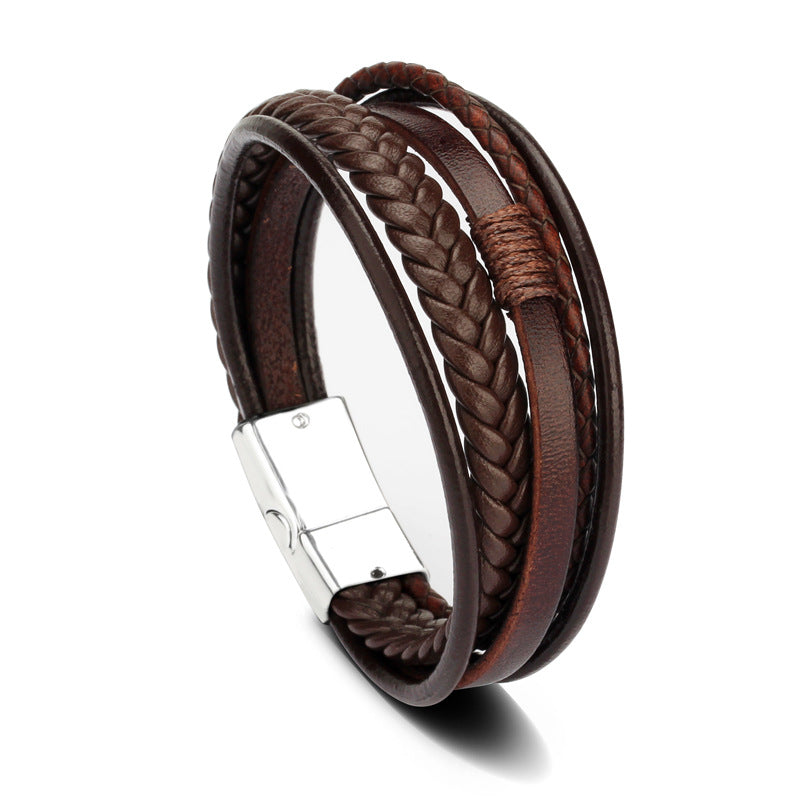 Mens Strand Braided Leather Bracelet