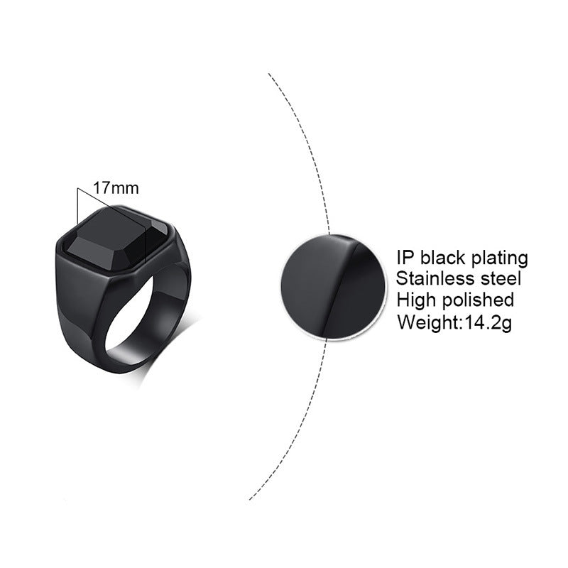 Mens Square Onyx Signet Ring