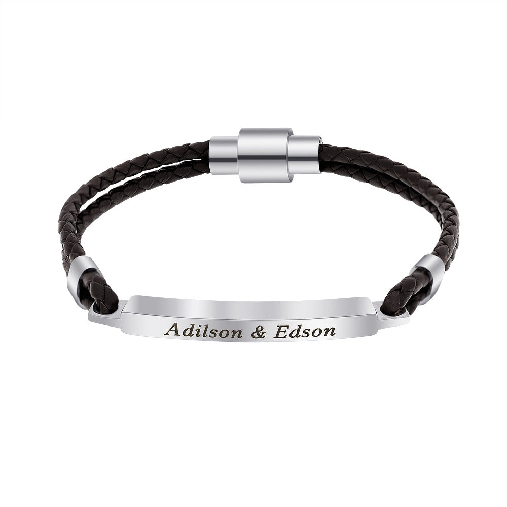 Custom Name Bracelets For Guys Mens Braided Leather Bracelet