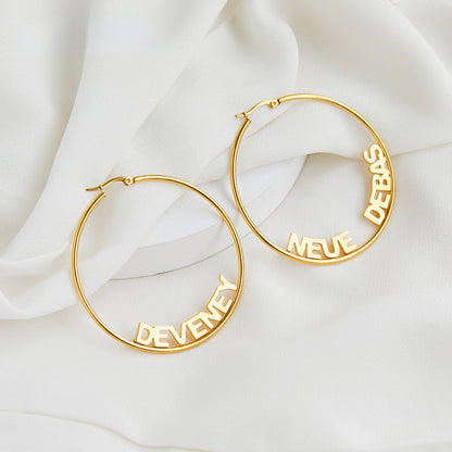 Name Hoop Earrings Name Earrings Gold