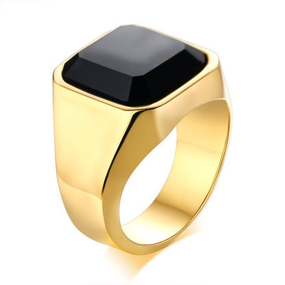 Mens Square Onyx Signet Ring