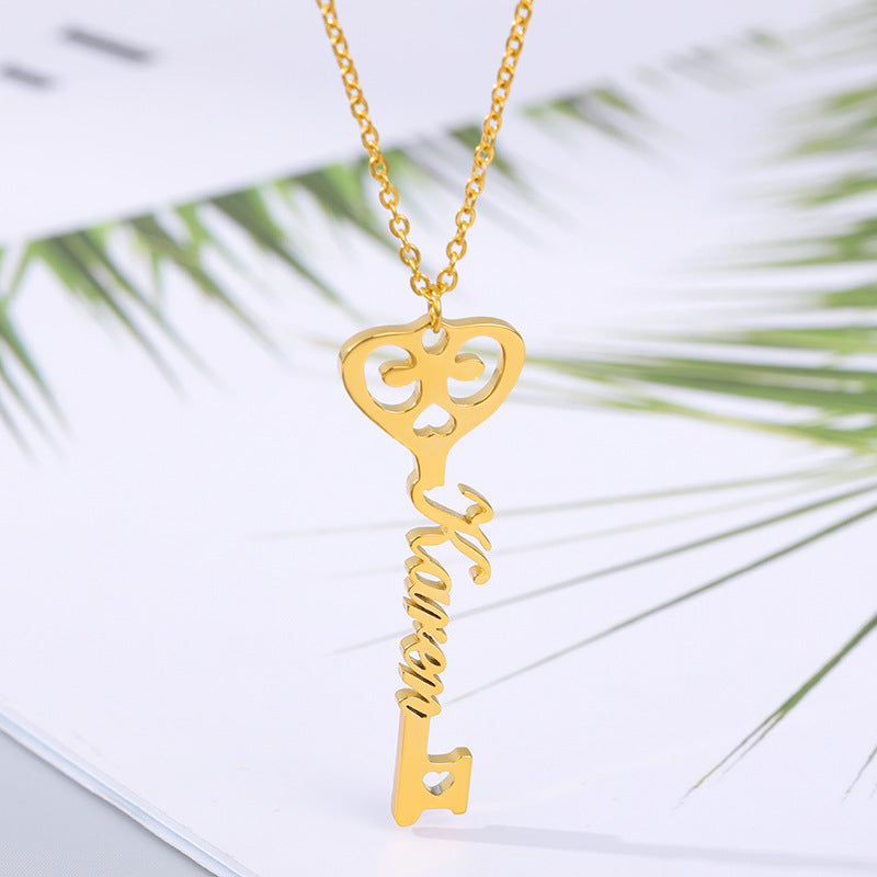 Name Charm Necklace Gold