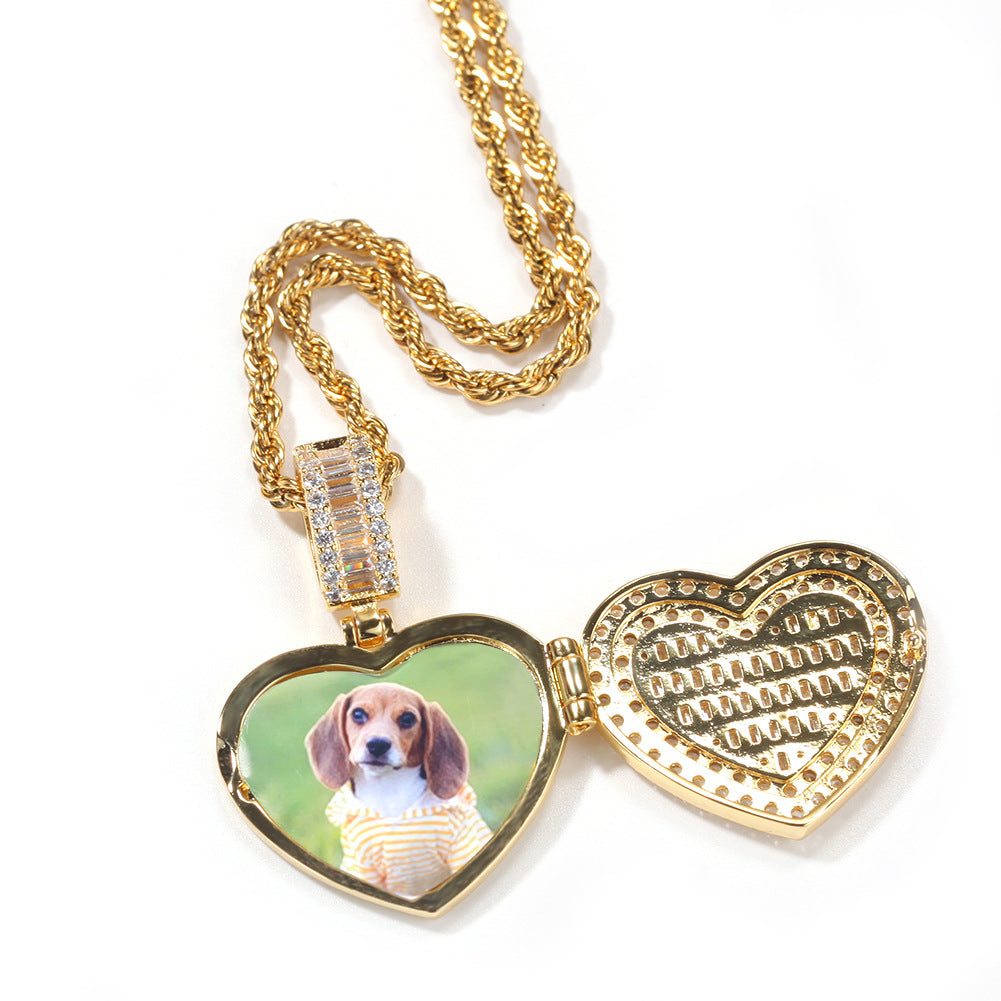 Personalized Heart Photo Necklace GOLD
