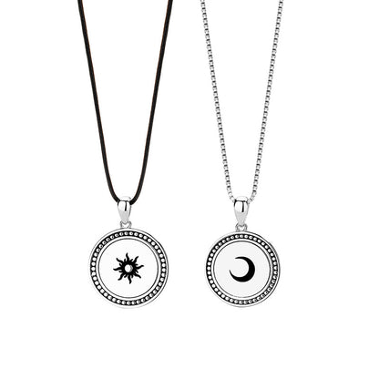 Matching Necklaces For Couples Disc Necklace Sterling Silver Pendant Necklace