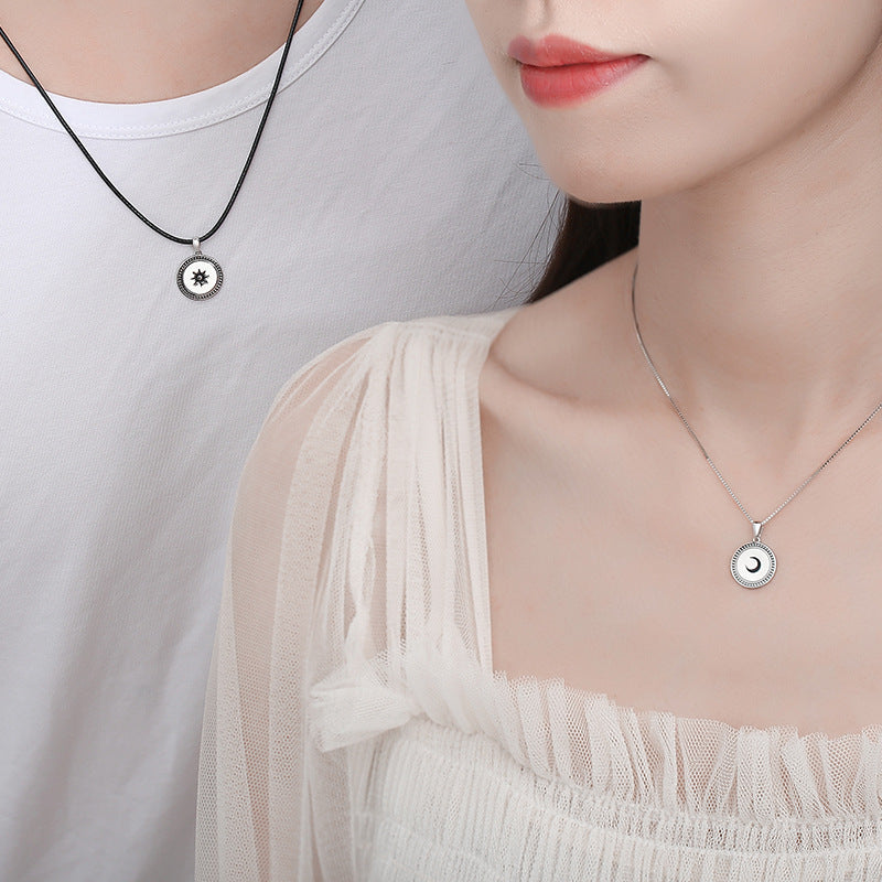 Matching Necklaces For Couples Disc Necklace Sterling Silver Pendant Necklace