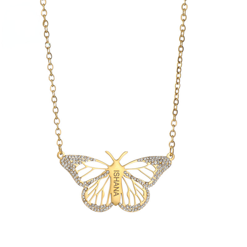 Butterfly Necklace Engraved  Name