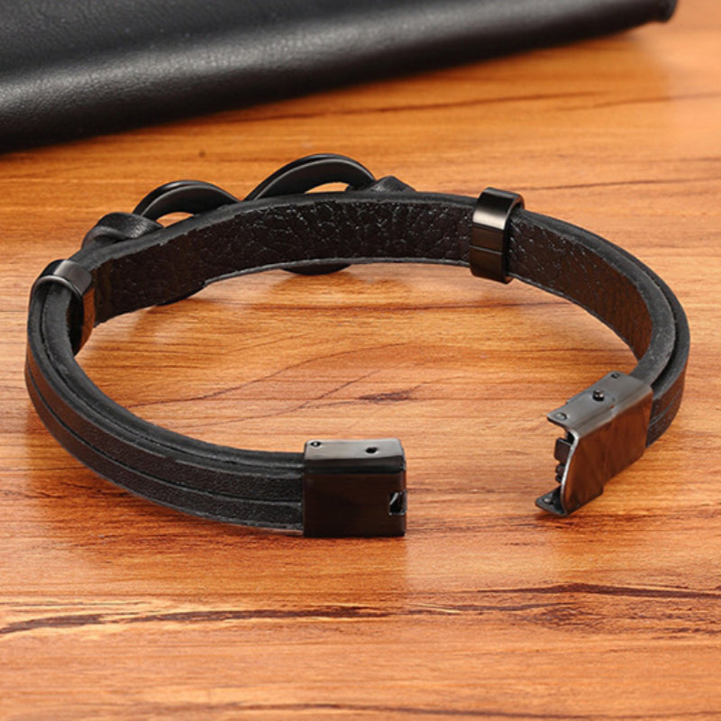 Mens Leather Infinity Bracelet