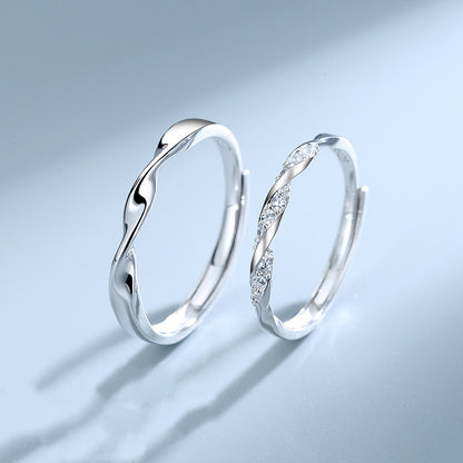 Promise Matching Couple Rings Adjustable Sterling Silver Twist Ring