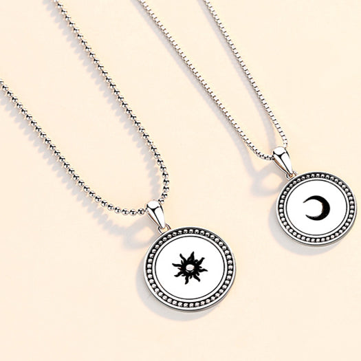 Matching Necklaces For Couples Disc Necklace Sterling Silver Pendant Necklace