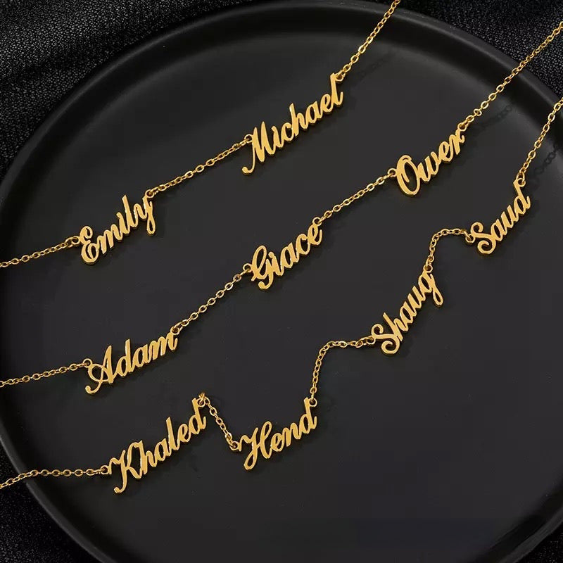 Multiple Name Necklace Gold 4 Name Necklace
