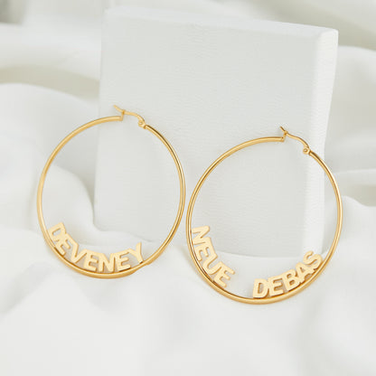 Name Hoop Earrings Name Earrings Gold