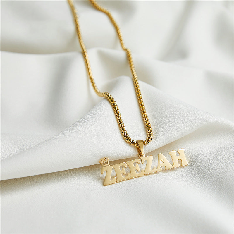 Box Chain Name Necklace Name Plate Jewelry