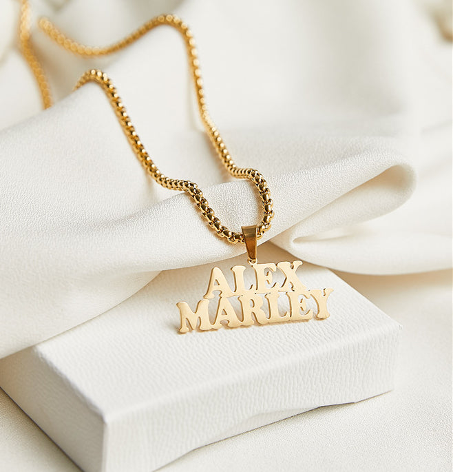 2 Name Necklace Gold Name Chain For Boyfriend Name Necklace For Men