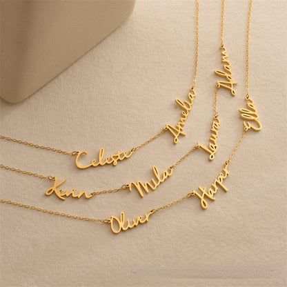 Multiple Name Necklace Gold 4 Name Necklace