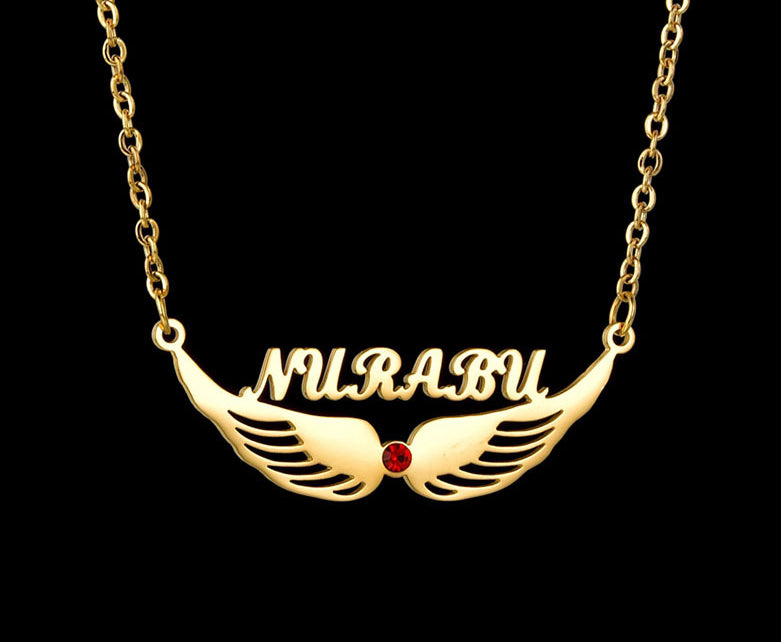Angel Wing Necklace With Name