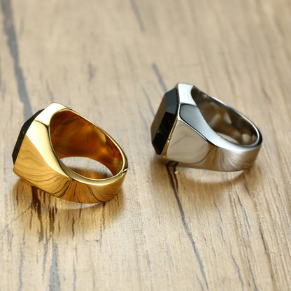 Mens Square Onyx Signet Ring