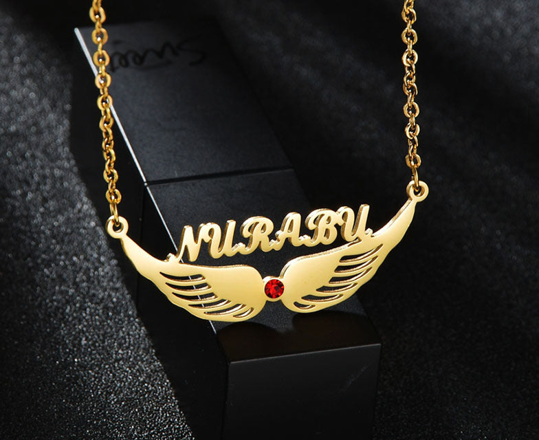 Angel Wing Necklace With Name