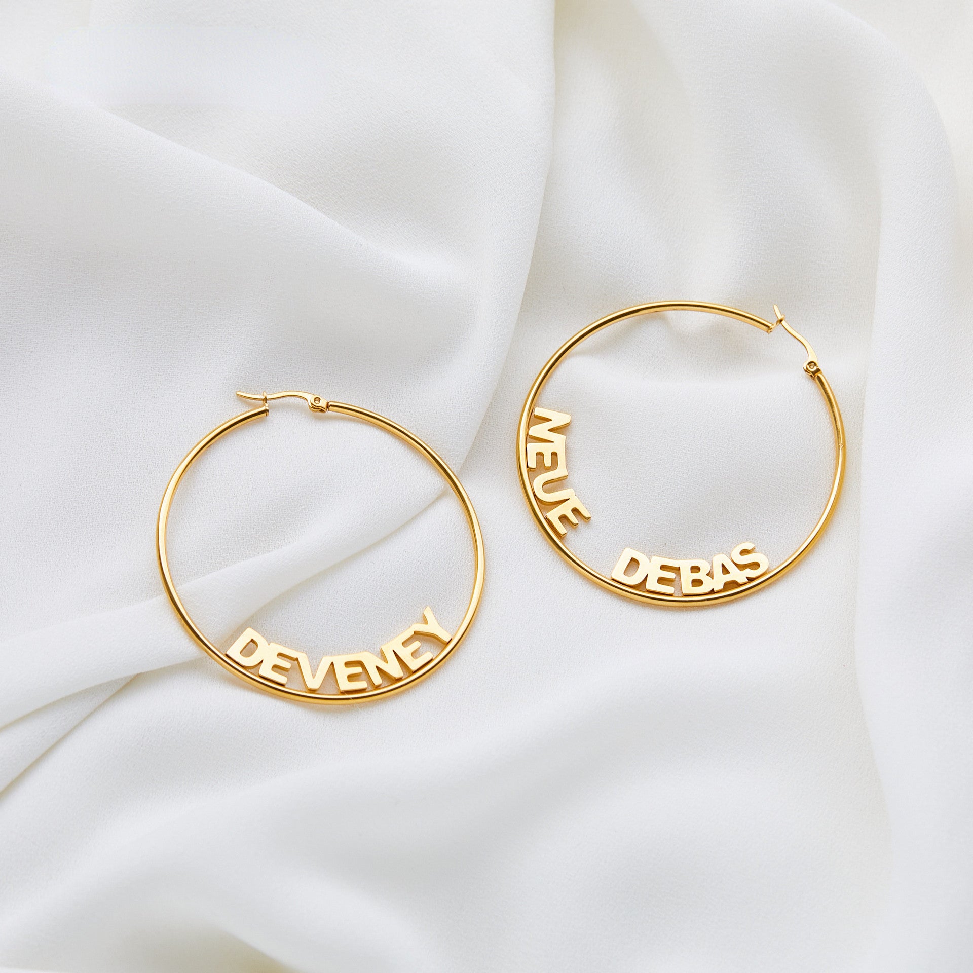 Name Hoop Earrings Name Earrings Gold