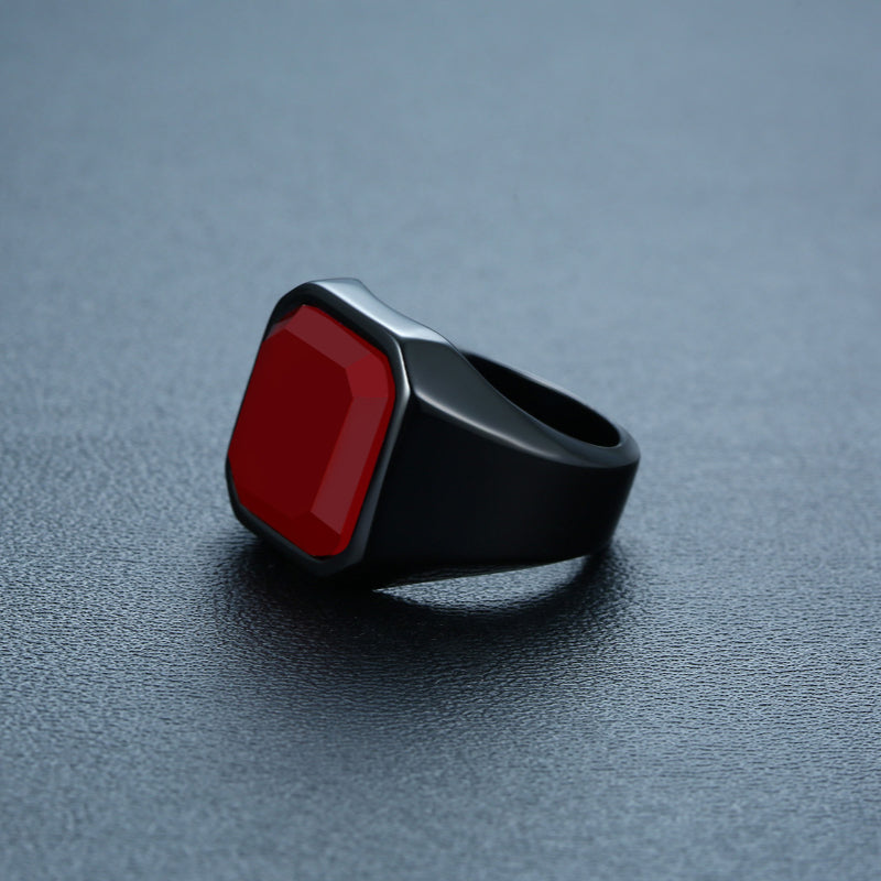 Mens Square Onyx Signet Ring