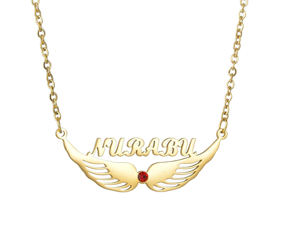 Angel Wing Necklace With Name