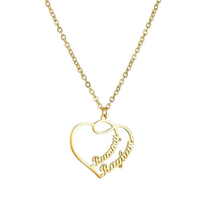 Personalized Necklace Two Names With Heart