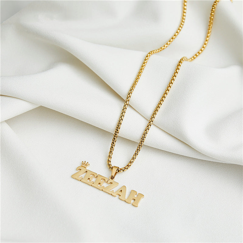 Box Chain Name Necklace Name Plate Jewelry