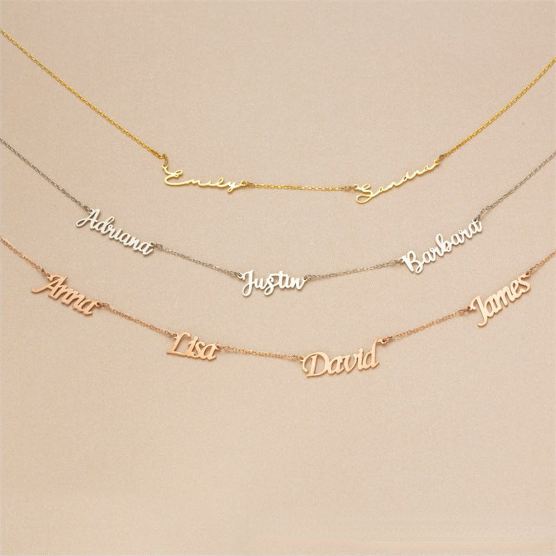 Multiple Name Necklace Gold 4 Name Necklace