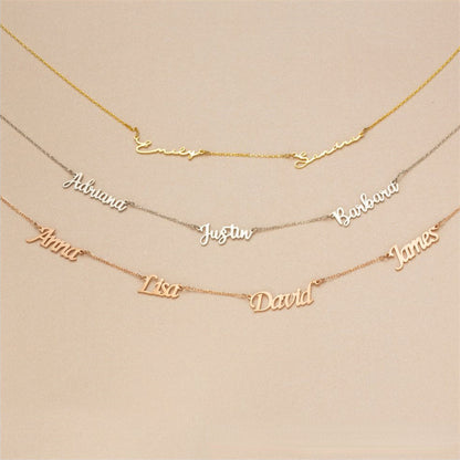 Multiple Name Necklace Gold 4 Name Necklace