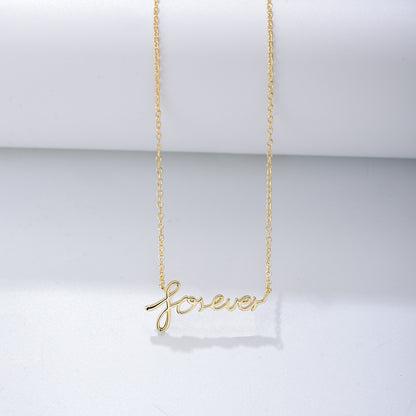 FOREVER Name Plate Necklace Sterling Silver Wire Name Necklace