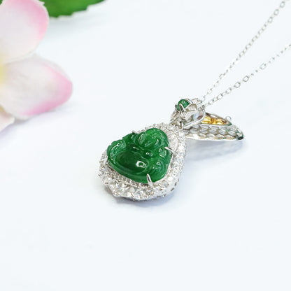 Green Buddha Jade Pendant Necklace 23A1608