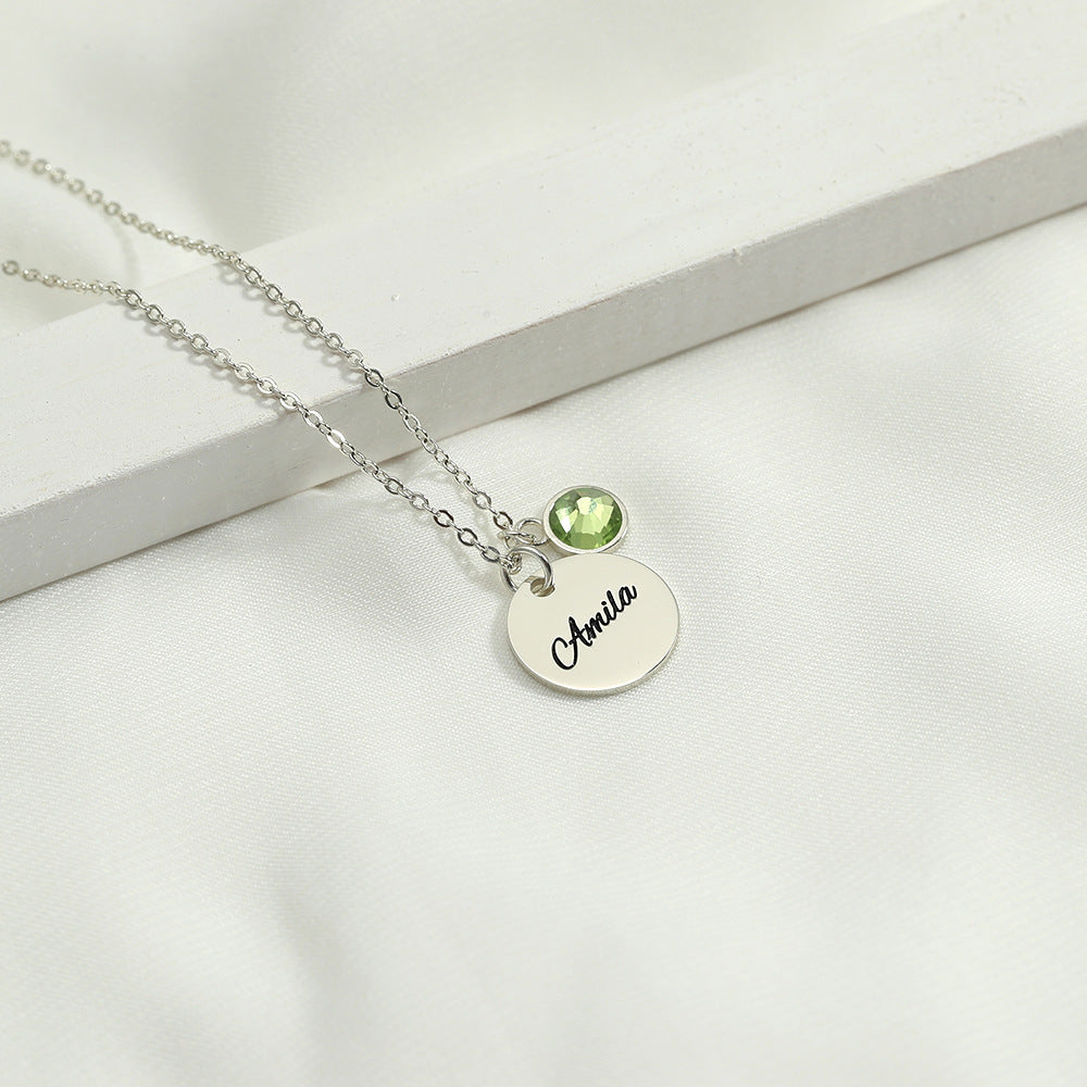 Personalized Birthstone Charm Necklace With Name